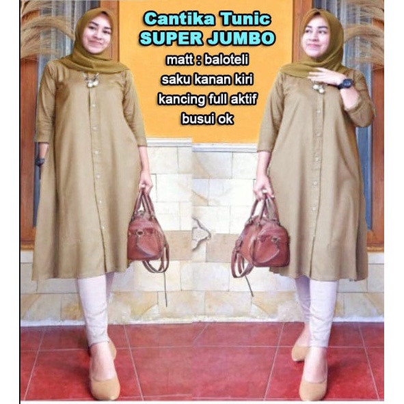 PIK - Tunik Cantika Jumbo L, XL, XXL , 3XL / Pakaian Muslim Wanita/ Tunik Wanita/ Fashion Muslim Jumbo
