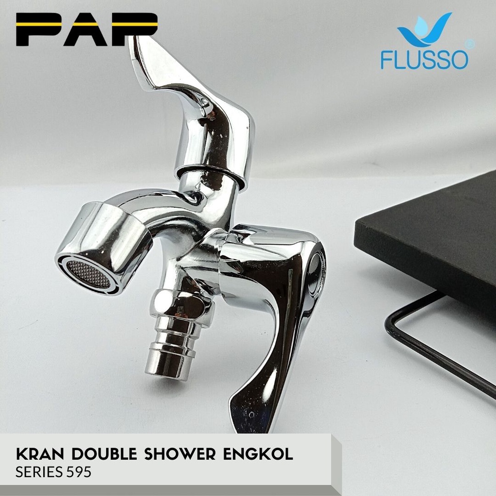 Ready stok FLUSSO Paket Hemat Shower Set Komplit + Keran Double Flusso Original GARANSI Series 595