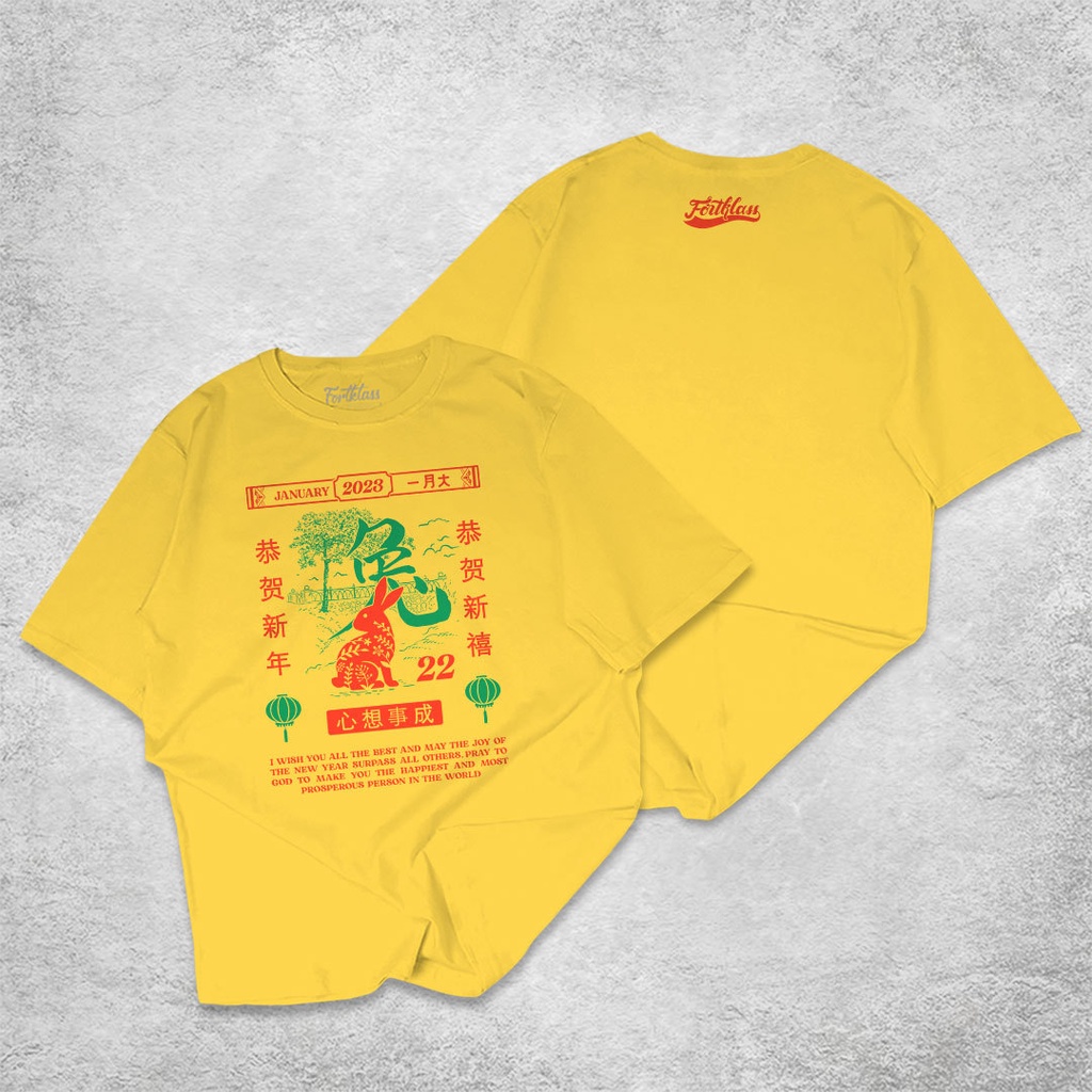 Fortglass RABBIT YEAR Kaos Pria T-Shirt Cowok Premium Kaos Imlek