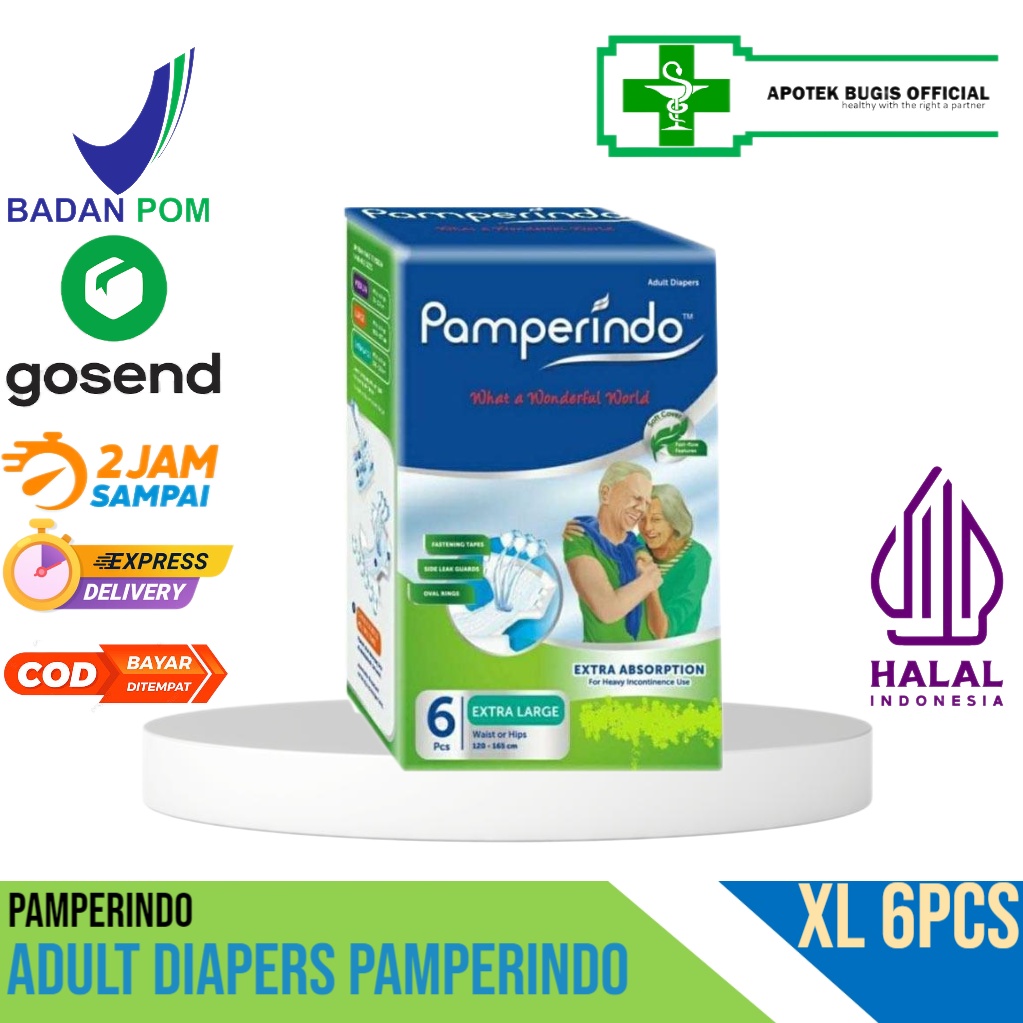 POPOK DEWASA | ADULT DIAPERS PAMPERINDO SIZE  XL ISI 6 PCS POPOK