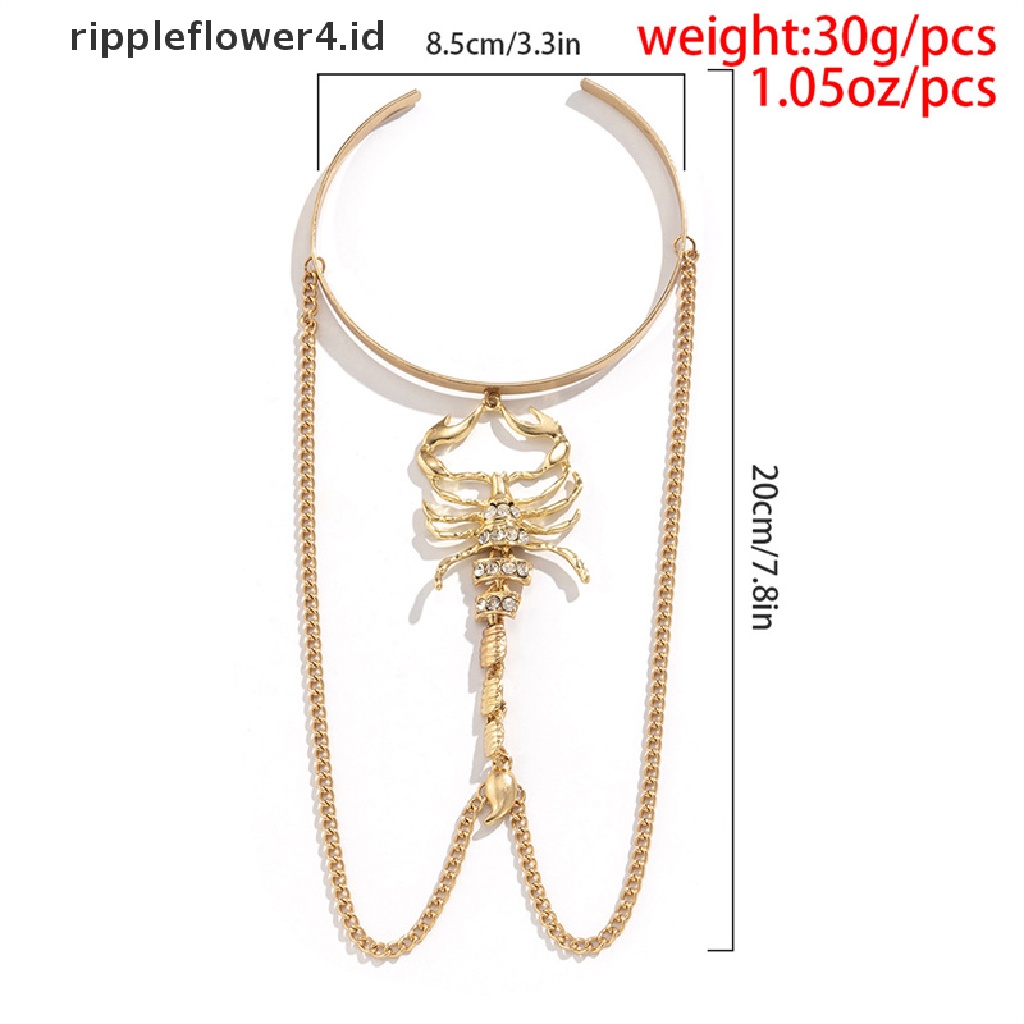 {rippleflower4.id} Punk Hip Hop Berlian Imitasi Rumbai Gelang Wanita Pria Gothic Scorpion Lengan Bangles Perhiasan~