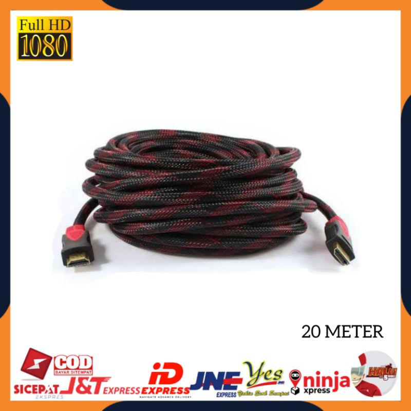 [COD] KABEL HDTV SERAT JARING 20M 1080P V1.4 3D HQ 20 METER / BISA DARI PS3 LAPTOP KE TV LED &amp; PROYEKTOR