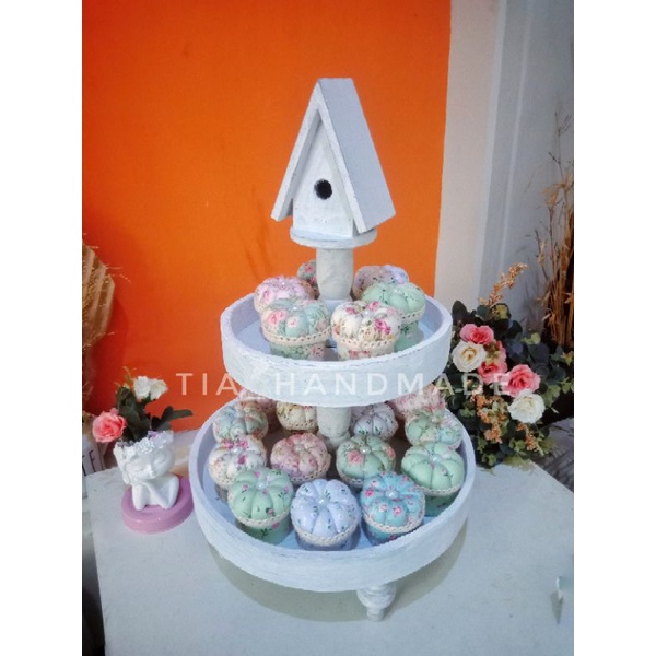Bantalan jarum pentul / pinchusion / tempat assesoris / hijab travel / model cupcake