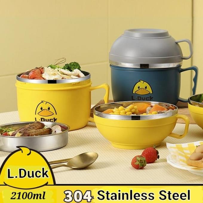 L. Duck Lunch Box 3in1 / Food Container / Noodle Bowl - 304 Stainless - Green