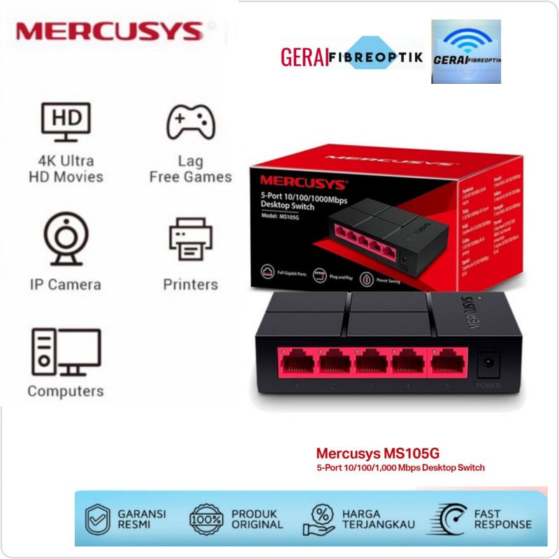 Mercusy MS105G 5port 1000 mbps gigabit Desktop Switch