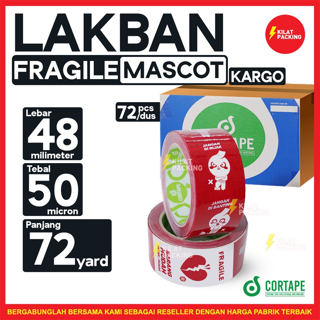 

LAKBAN / PLAKBAN FRAGILE MASCOT CORTAPE TERMURAH DUS