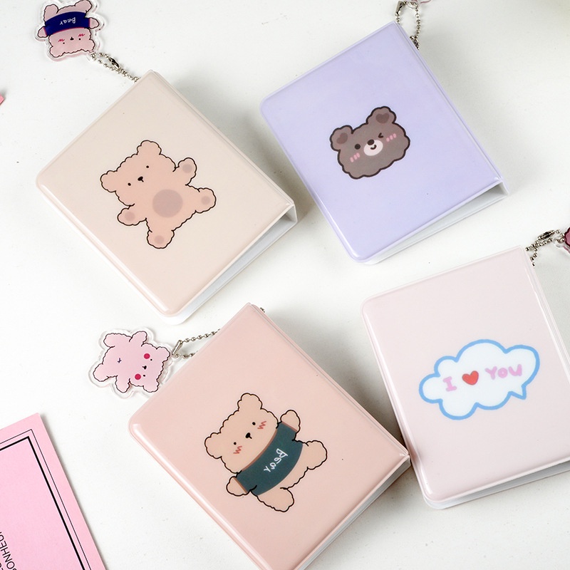 Kawaii Cute Bear 3inch Album Foto 36saku Ins Kpop idol Photocard Holder Photo Collect Book Dengan Liontin Mini Penyimpanan Buku Hadiah Stationary