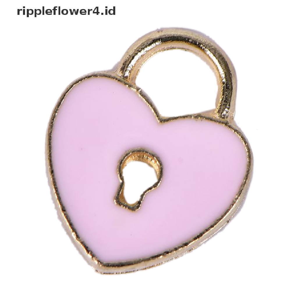 {rippleflower4.id} 10pcs/set Enamel Alloy Love Lock Kunci Ch Liontin Perhiasan DIY Membuat Craft~