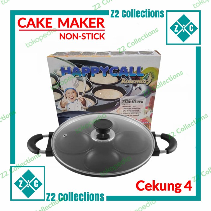 Cetku Happy Call Cetakan Kue 4 Lubang Cekung Loyang Serabi Pencetak Surabi