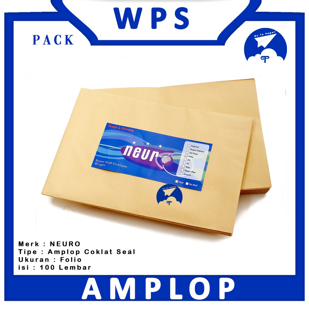 

NEURO - Amplop Cokelat Polos Ukuran Folio 80gsm Seal - Pack