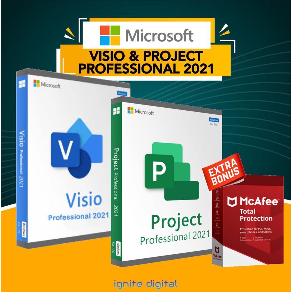VISIO & PROJECT 2021 / 2019 / 2016 PROFESSIONAL - ORIGINAL LICENSE KEY