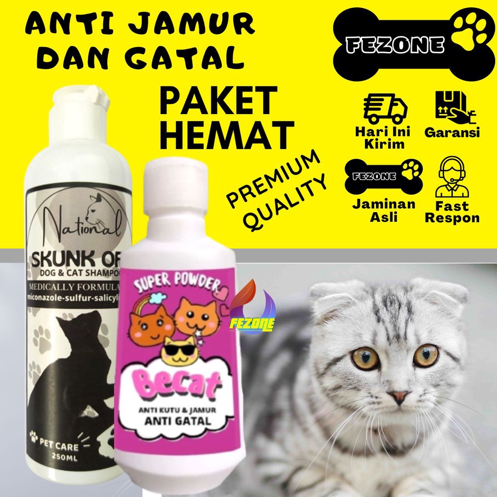 PAKET SHAMPOO/SAMPO SKUNK OFF BECAT KUCING ANJING ANTI KUTU DAN JAMUR 250 ML - SHAMPOO GROOMING ANJING, KUCING FEZONE