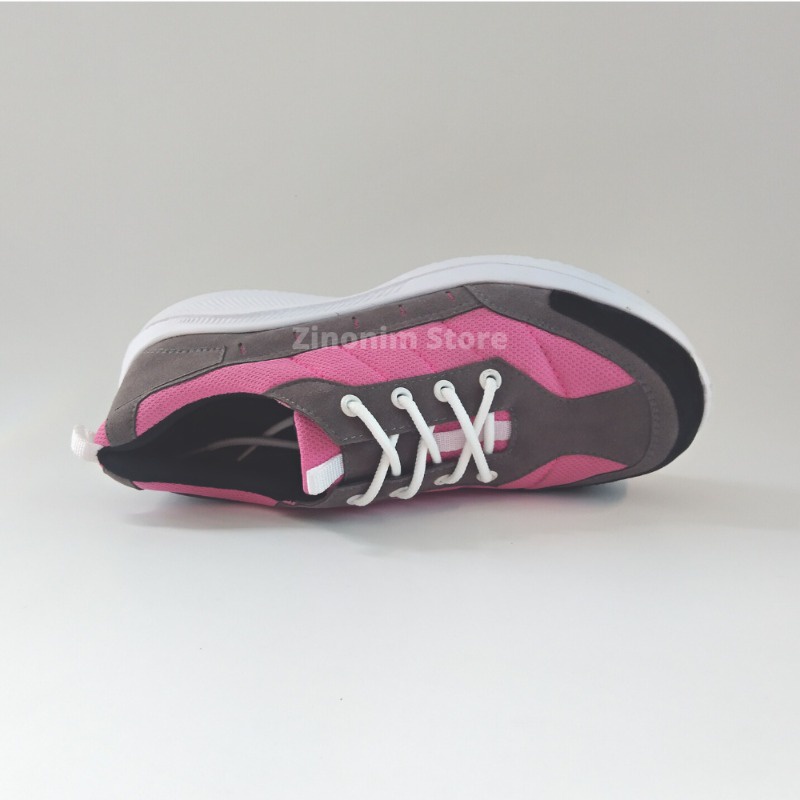 Zinonim Store Safety Shoes Wanita Sporty Abu Pink