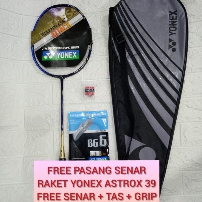 RAKET BADMINTON YONEX NEW COLOUR ASTROX 39+TAS+GRIP+PASANG SENAR ORI