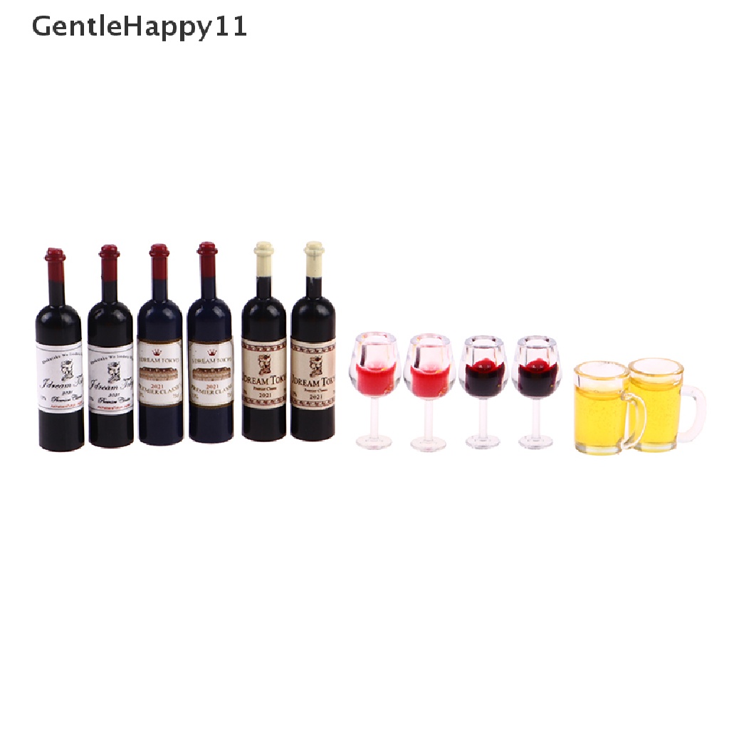 Gentlehappy 5Pcs 1: 12rumah Boneka Miniatur Cangkir Anggur Mug Bir Botol Wine Model Boneka Dekorasi Mainan id