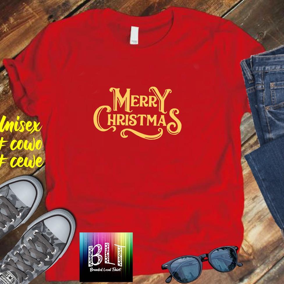 ✦Terbatas✥➠ BAYAR DITEMPAT- KAOS NATAL GOLD/ DEWASA DAN ANAK2/KAOS CHRISTMAS / CHRISTMAS VIBES / KAO
