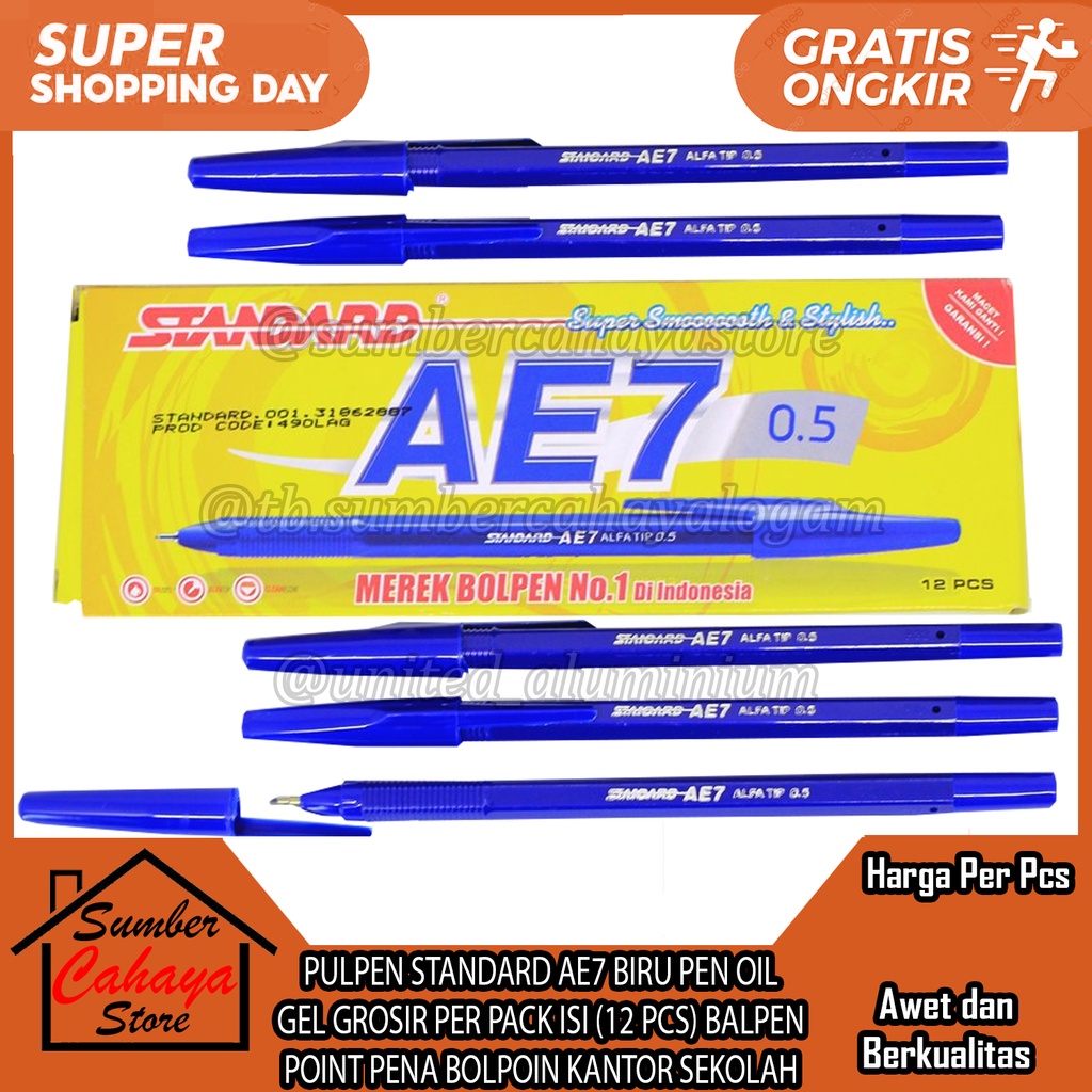 

PULPEN STANDARD AE7 BIRU PEN OIL GEL GROSIR PER PACK ISI (12 PCS) PER PCS BALPENT POINT PENA BOLPOIN KANTOR SEKOLAH BALPEN LANCIP LUNCIP BALLPOINT BALPOIN BALPOINT BOLPOIN BOLLPOINT BLUE TINTA ALAT TULIS MENULIS BOLPAIN