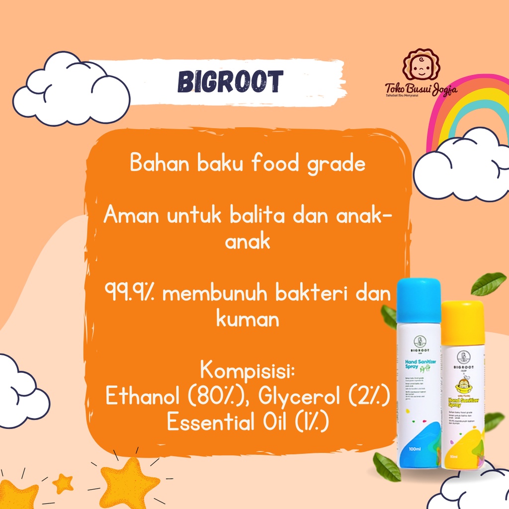 Bigroot Hand Sanitizer Spray Big Root Sterilizer Bayi Baby Balita Desinfectant Disinfectant 50ml 100ml 200ml Sang Pisang Kaesang