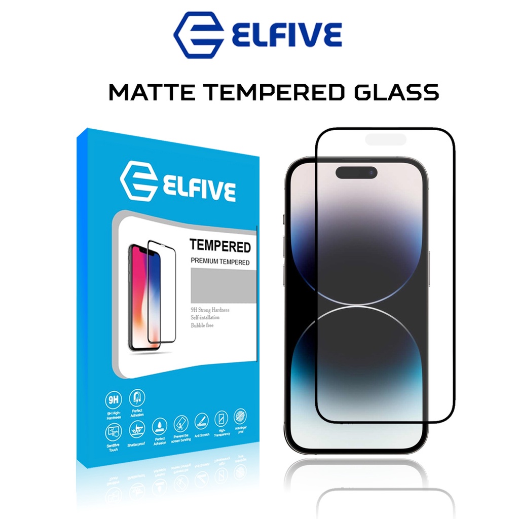 Elfive Matte Tempered Glass iPhone 14 13 12 11 XS MAX XR Plus Full Cover GAMING Anti Gores