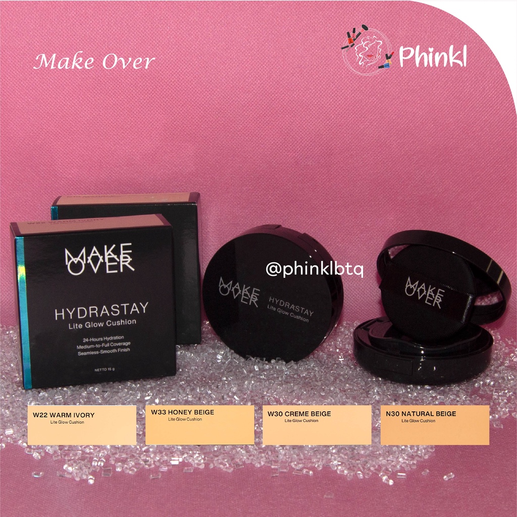 `ღ´ PHINKL `ღ´ 🅼🅰🅺🅴 🅾🆅🅴🆁 Make over Lite glow cushion alas bedak hasil natural tahan lama