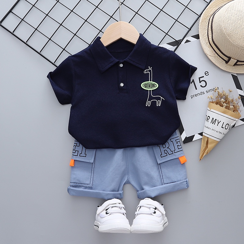 HappyOliver SET NOTHING GIRAFFE EBV Setelan Bayi Laki-laki Lengan Pendek