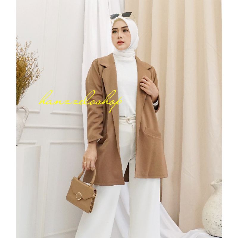 Ld120 Ld140 Outer Long Blazer kerja Basic scuba bigsize jumbo oversize polos