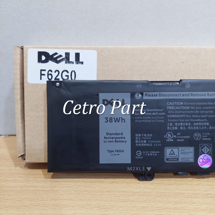 Baterai Dell Inspiron 13 5370, 7373 7370 7386 7380, Vostro 5370 F62G0