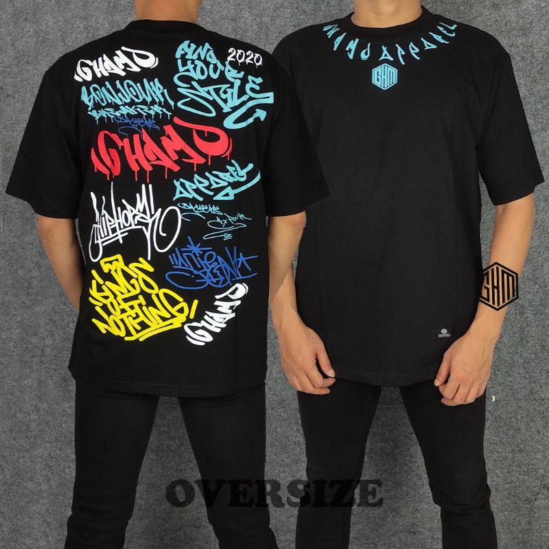 Baju Kaos Oversize / Baju Kaos Jumbo / Kaos Oversize Tulisan Melengkung