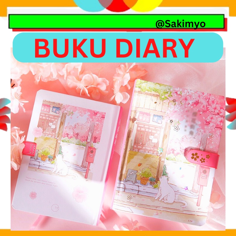 

Buku Diary Diary Notee Book Aesthetic gambar kucing ala Japanese dan korea cherry blossom Sakura full color page magnetic buckle book notebook cute office notepad handbook @Sakim_yo