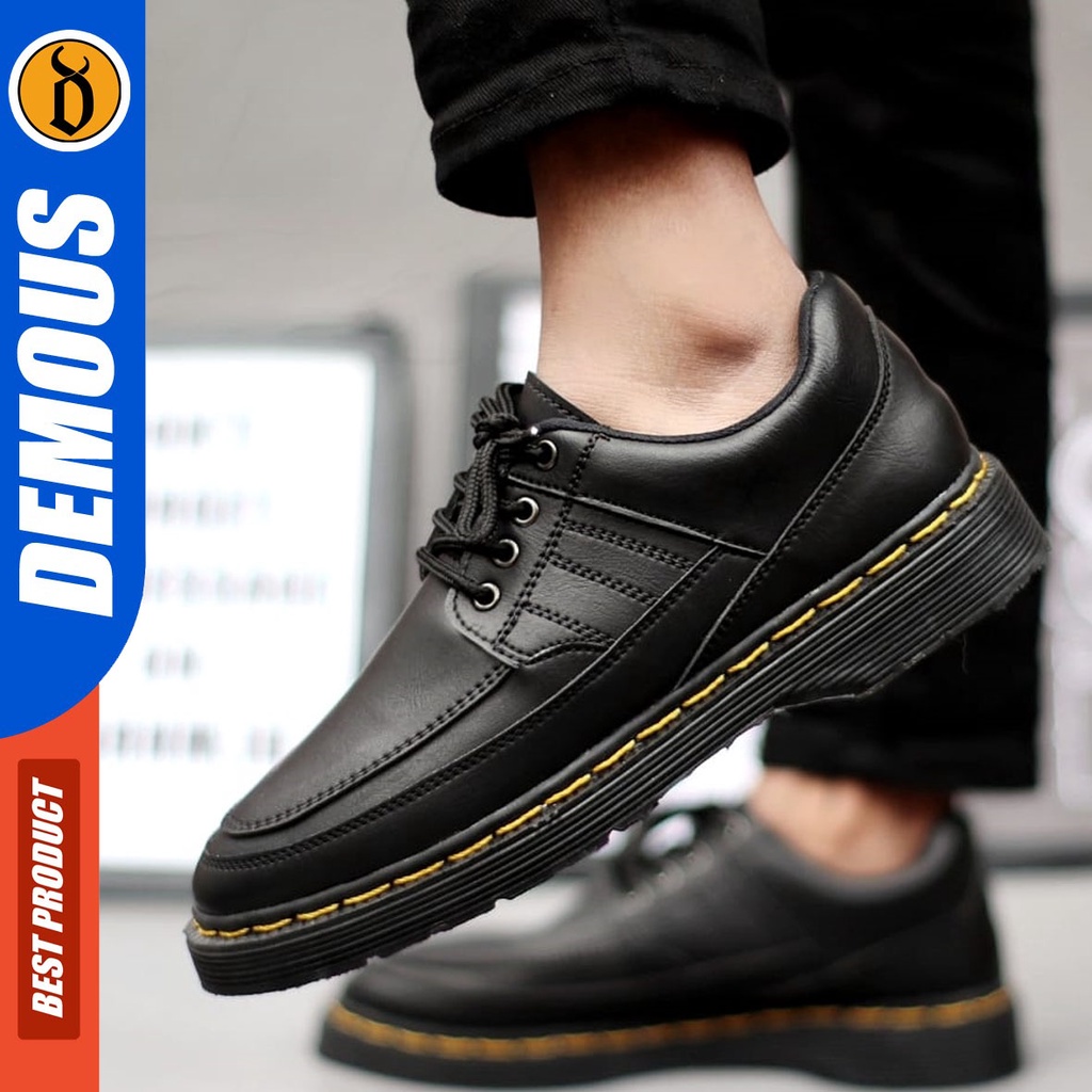 DEMOUS Spring - Sepatu Formal Docmart Low Boots Pantofel Kerja Hitam Pria