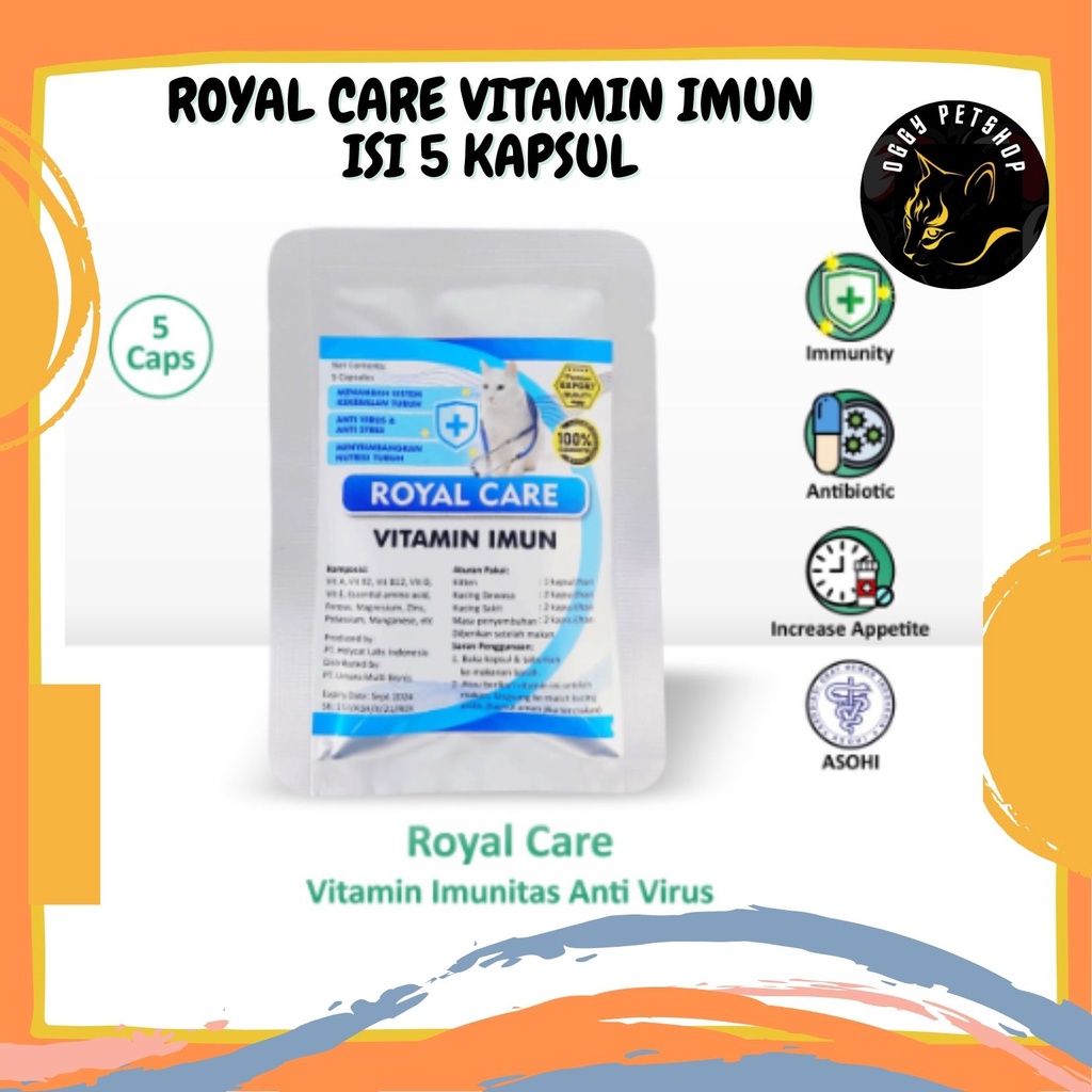 Royal Care Vitamin Imunitas Kucing Anti Stress Anti Virus isi 5 Kapsul