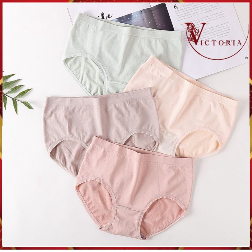 Victoria [4 IN 1 with box] Celana Dalam Wanita antibakteri graphene wanita Pakaian Dalam CD Set Seamless 2080