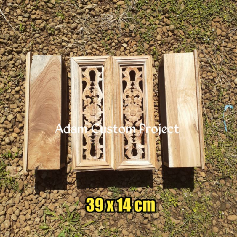Loster Kayu Jati Ventilasi Udara Motif Matahari 39 x 14