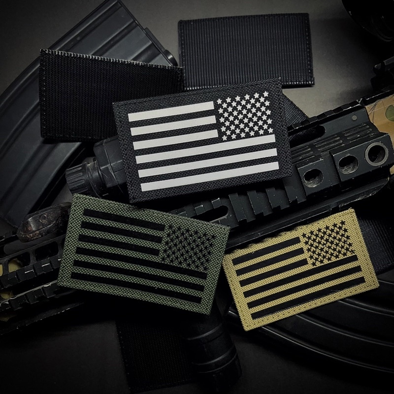 Patch US FLAG REVERSE Laser Cutting Include Velcro