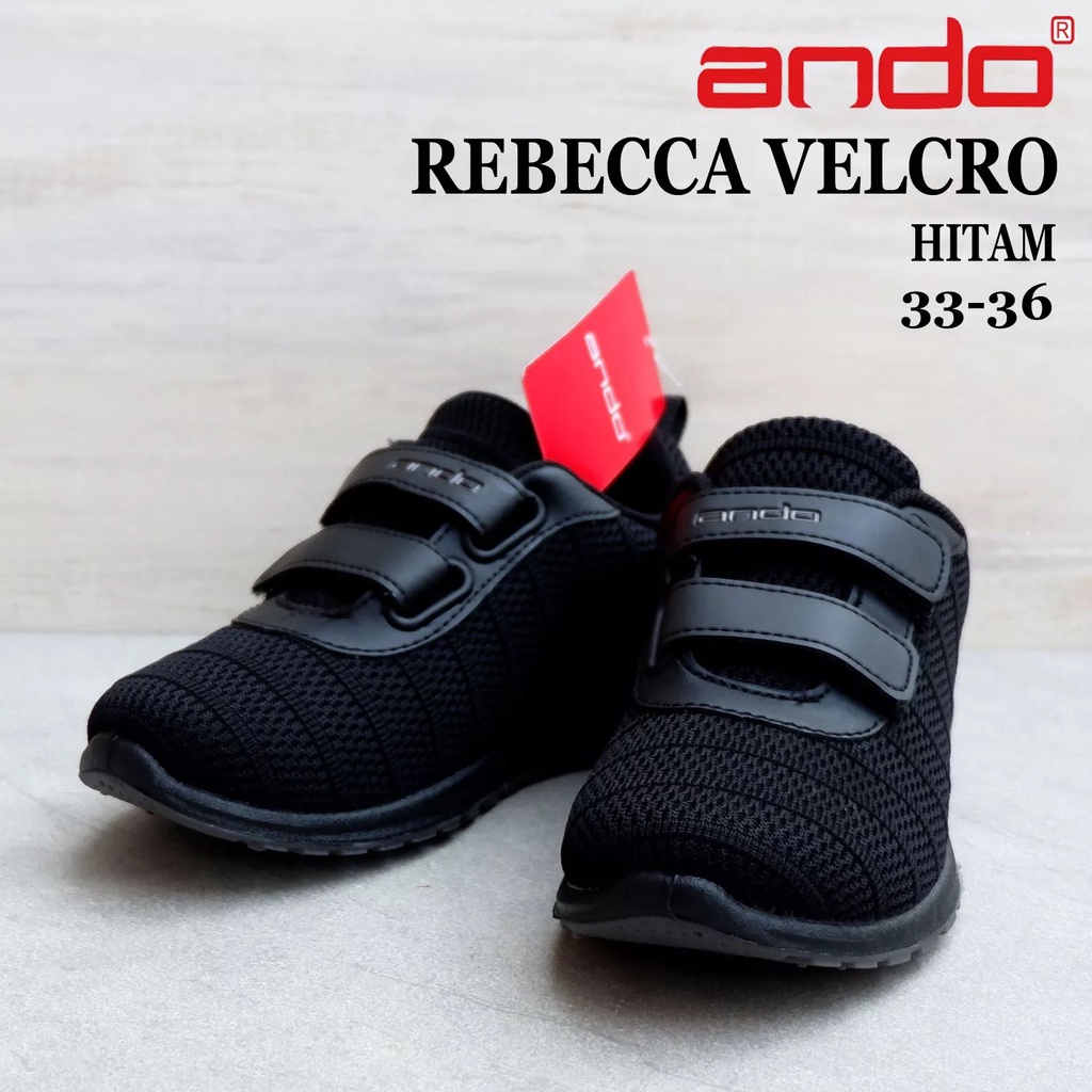 SEPATU ANDO ZORA VELCRO ORIGINAL SEPATU HITAM SNEAKERS ANAK SD SMP SPORT RUNNING JOGGING FITNESS KUALITAS IMPORT AWET SOL ANTI SLIP NYAMAN EMPUK