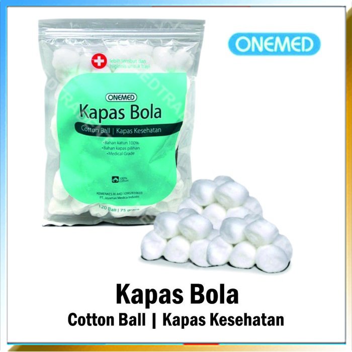 Kapas Bola Onemed Cotton Ball 1 Pack Isi 120 Ball