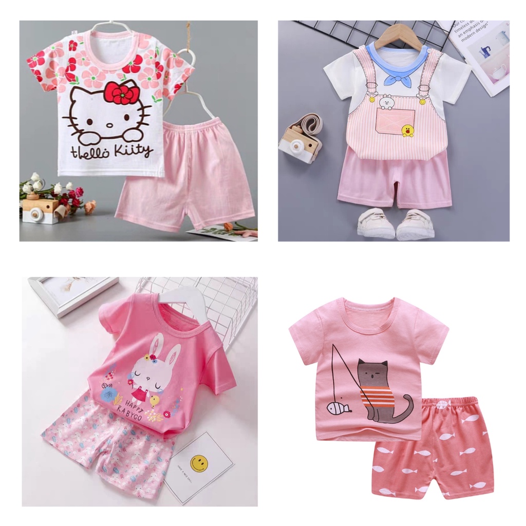 Little Moly Setelan celana pendek anak cewek import usia 1-3 Tahun