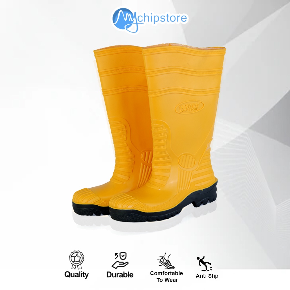 Sepatu Safety Boot Karet Rubber TOYOBO KUNING SAFE-T Ujung BESI
