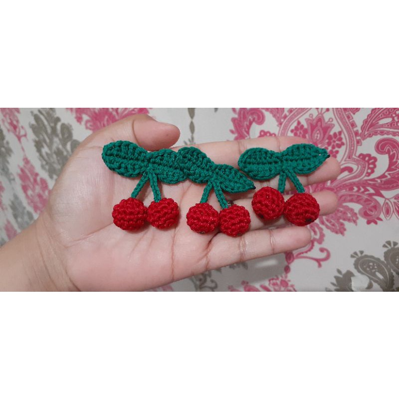 Buah Cherry Rajut/Aplikasi Ceri Rajut/Buah Ceri Rajut/Cherry Rajut