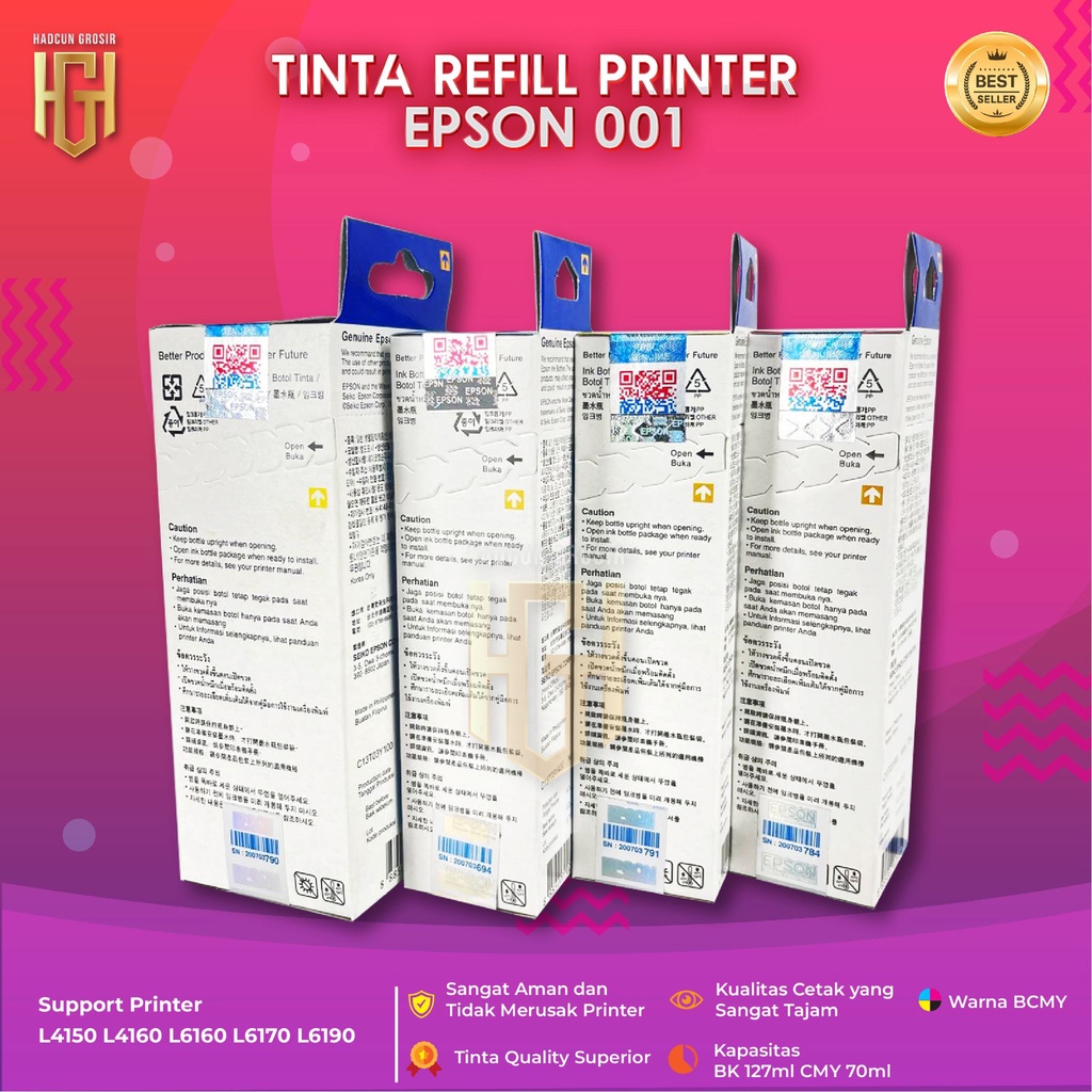 Tinta Epson 001 Tinta Printer L4150 L4160 L6160 L6190