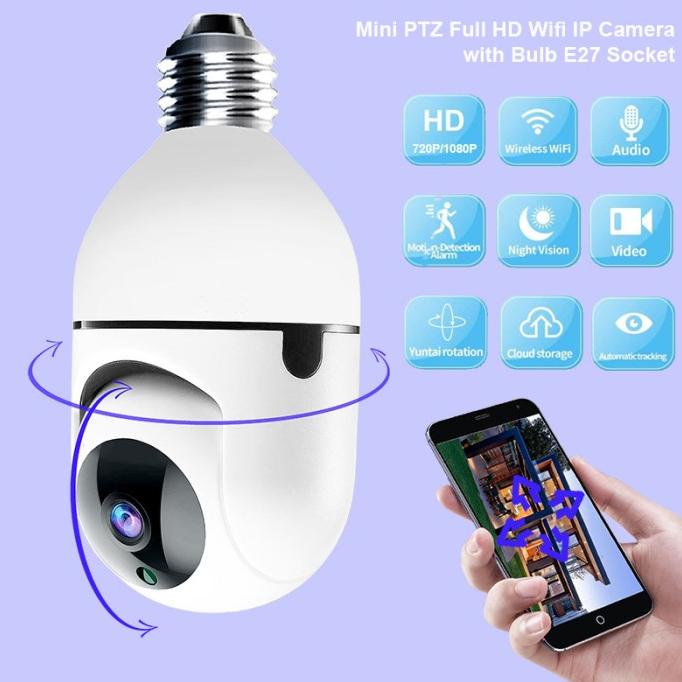 IP CAMERA CCTV BULB WIFI APP V380 PANORAMIC/KAMERA IP BOHLAM 360 EYES