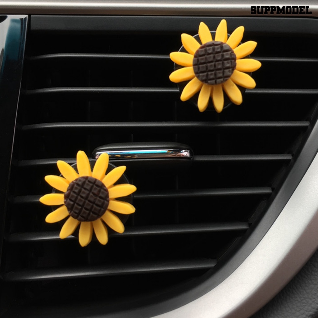 [Dekorasi] 2pcs Air Outlet Fresheners 3cm Lovely Sunflower Compact Resin Parfum Mobil Aroma Klip Untuk Dekorasi Interior Mobil