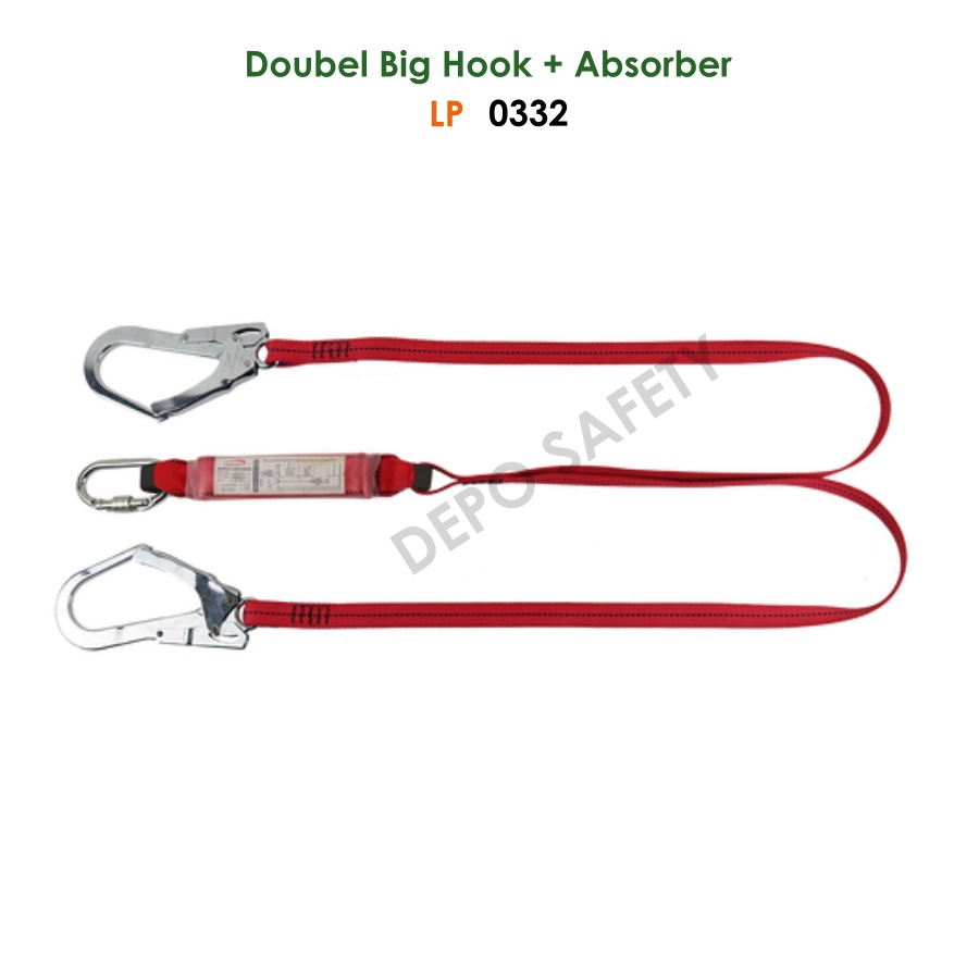 Double Big Hook Webbing Lanyard Plus Absorber Leopard LP 0322