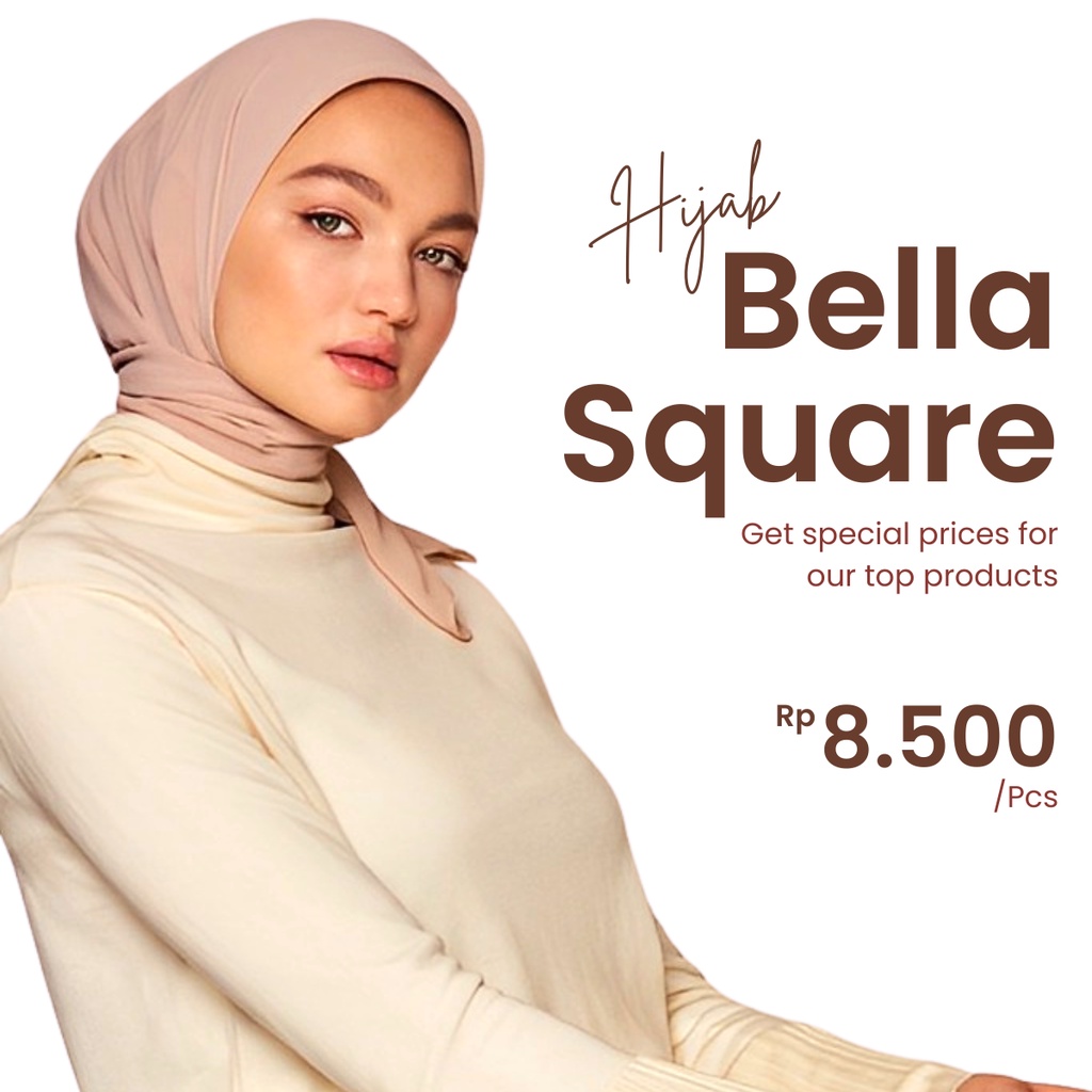 Kerudung Segiempat BELLA SQUARE Pollycotton Premium Lembut