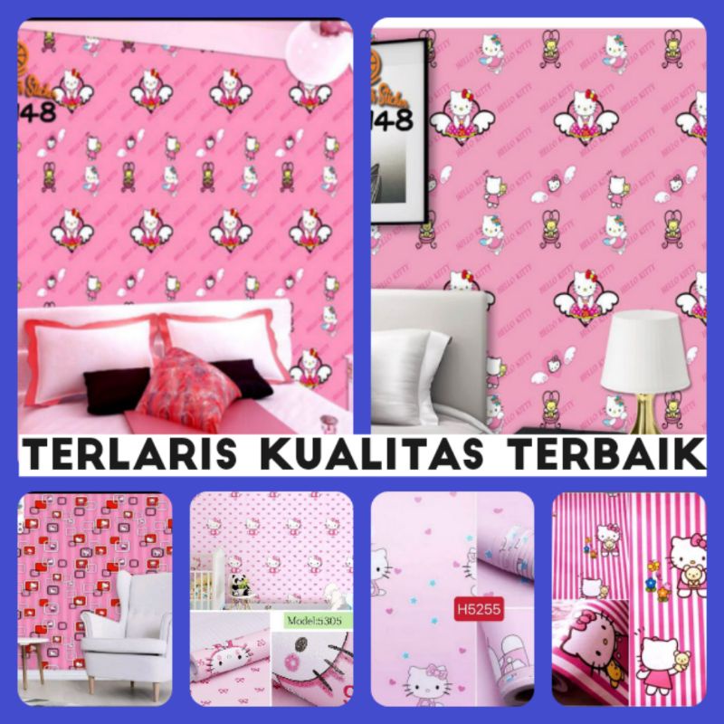 Wallpaper Dinding Motif Hellokitty Sticker Dinding Kamar Anak Cewek Aesthetic