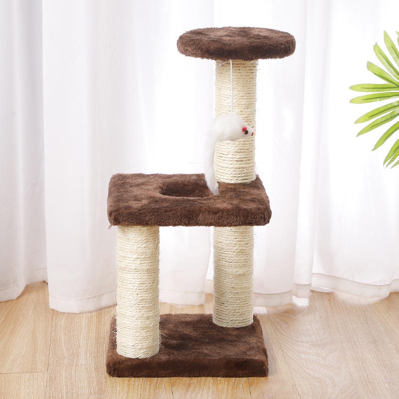 Pet’ oPedia  Cat Tree kandan Kucing Cat condo Double Tidur -Mainan Kucing gelegan dan minimalis, bahan lembut dan struktur kuat