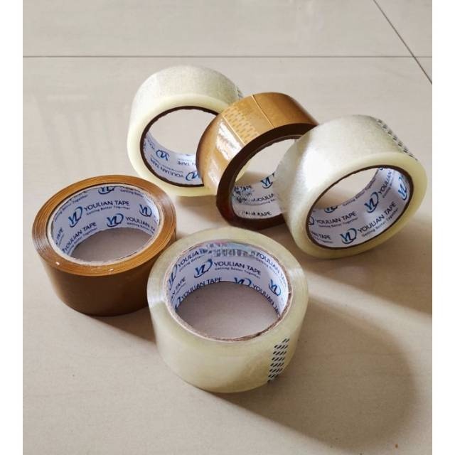 Lakban 45mm Full80Y yard Tape lakban bening dan coklat/ Isolasi bening dan coklat