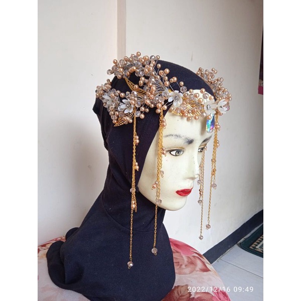 hiasan kpala pengantin / mutiara /juntai / hiasan kening mutiara juntai