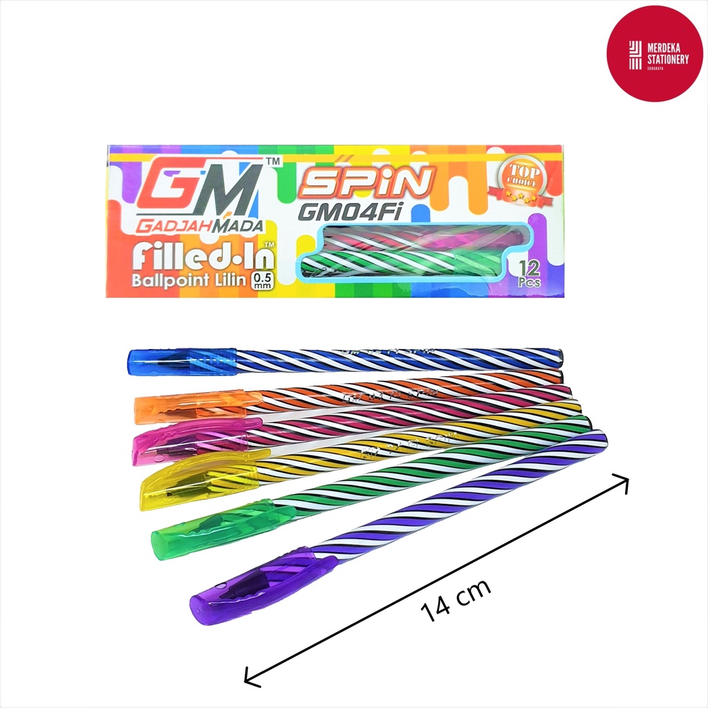 

(ISI 12)Pulpen/Bolpen/Ballpoint/Ballpen Lilin Gajah Mada Murah GM04Fi Spin