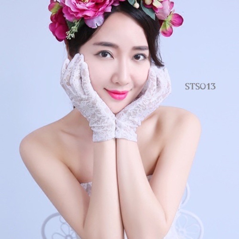 GLOVES LACE PESTA BROKAT PUTIH WEDDING